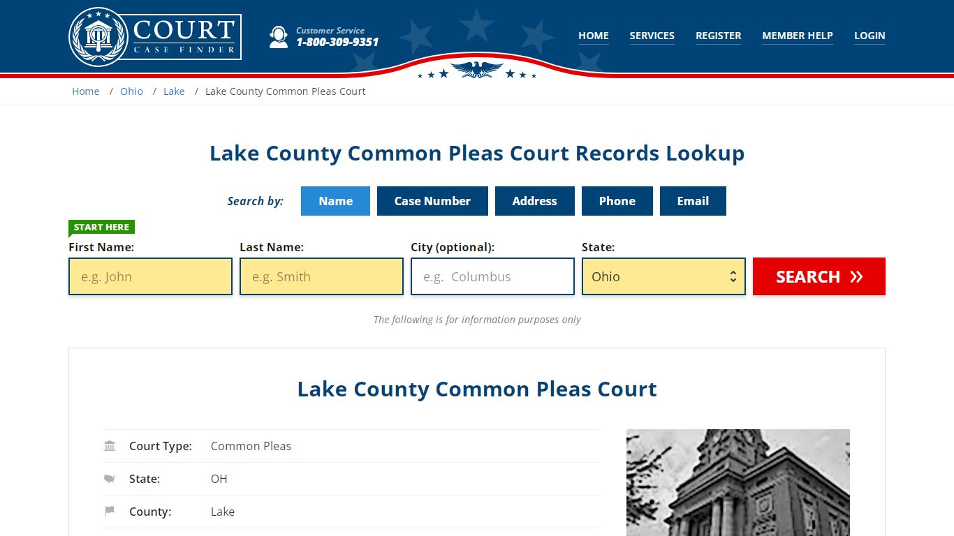 Lake County Common Pleas Court Records Lookup - CourtCaseFinder.com